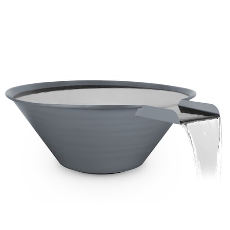 The Outdoor Plus 30 Round Cazo Water Bowl - Powder Coated Metal - Gray - OPT-R30PCWO-GRY